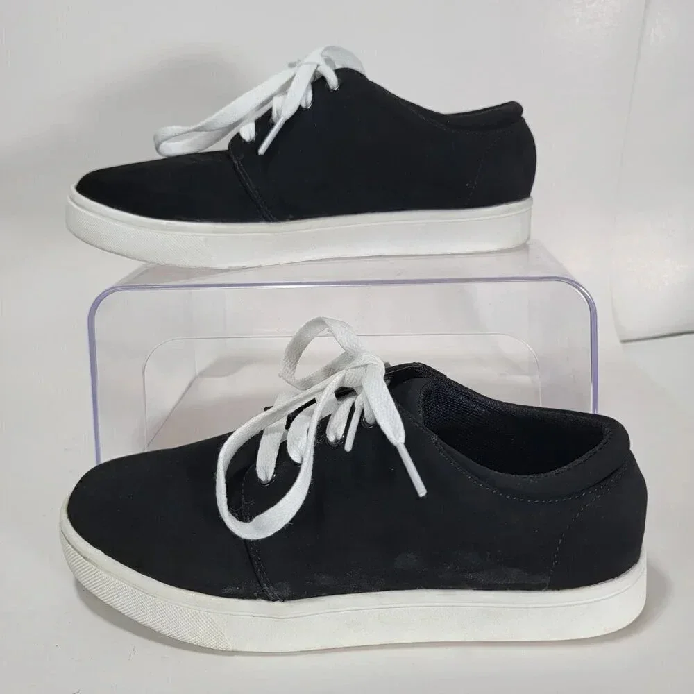 Kidpik‎ Boys Girls 3 Kids Youth Black White Basic Sneaker Shoes Lace Up Classic